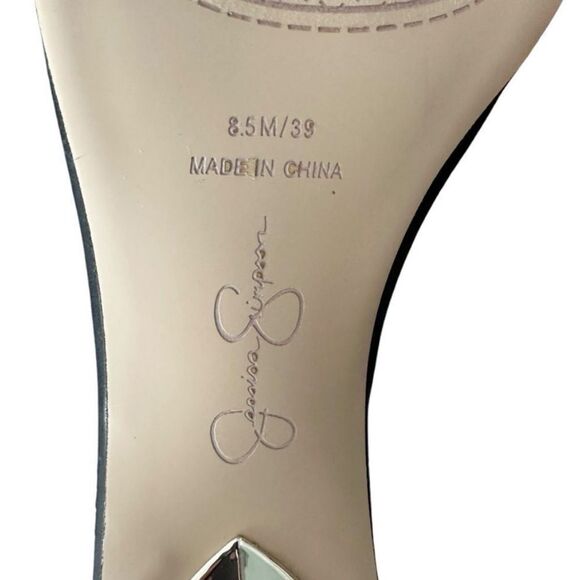 Jessica Simpson Black Chain Strap Heels Italia Napa Style JS - QIVEN Women’s 8.5 - Picture 8 of 11